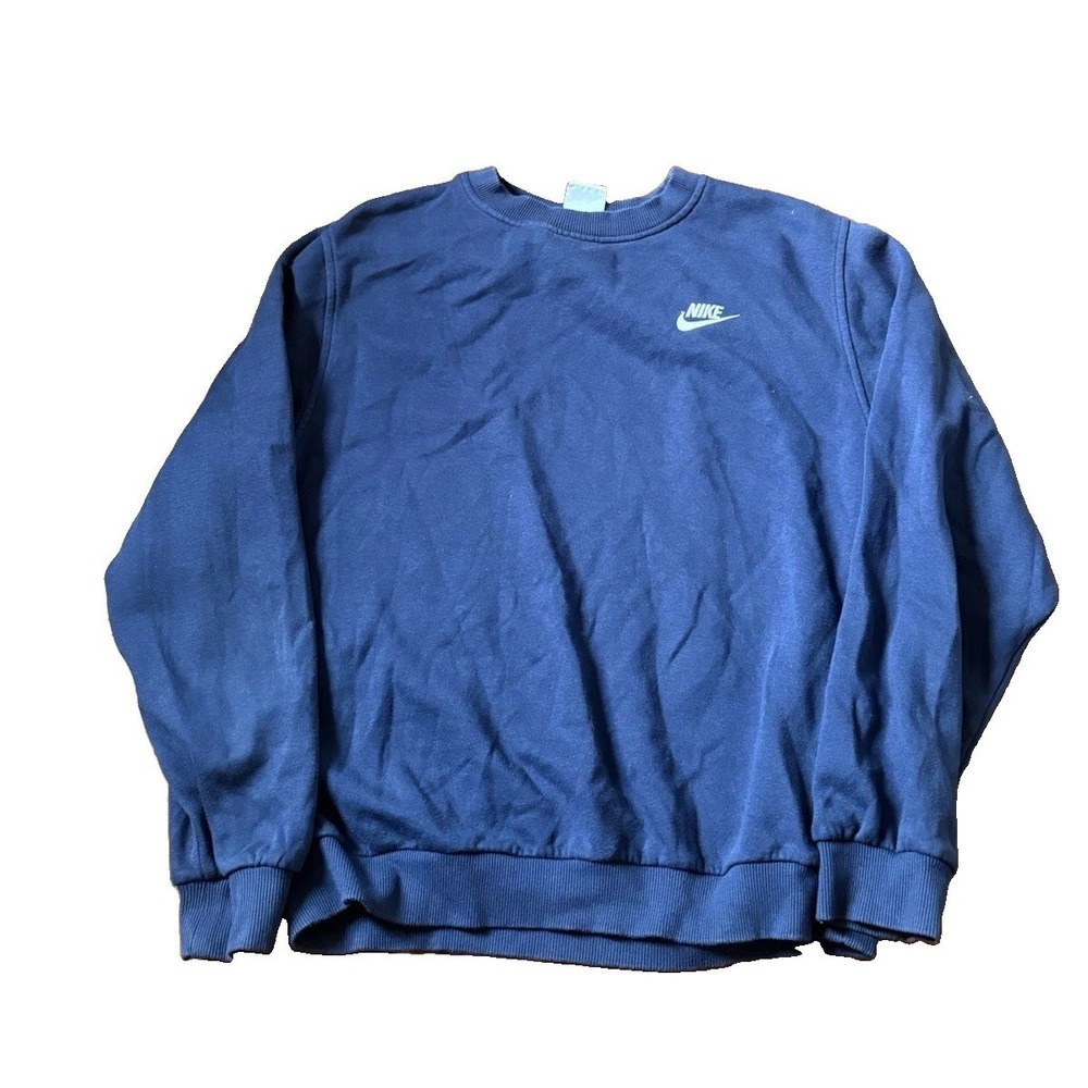 Nike Womens XL Blue Solid Pullover Spell Out Sweatshirt Basic Essential